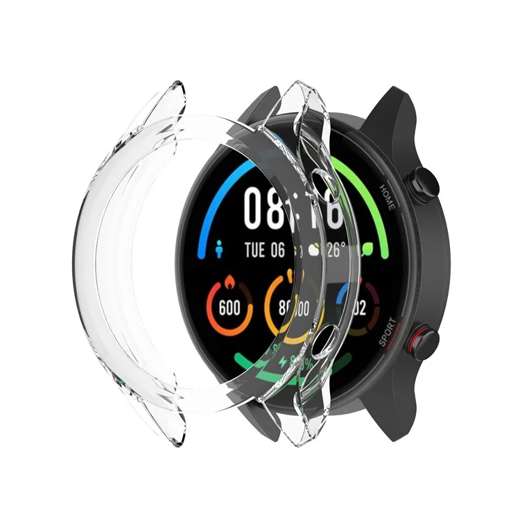 Funda protectora de TPU transparente (compatible con carga de energía con la funda) para Xiaomi Mi Watch Color Sport - Blanco transparente