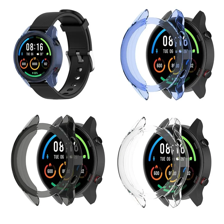 Funda protectora de TPU transparente (compatible con carga de energía con la funda) para Xiaomi Mi Watch Color Sport - Blanco transparente