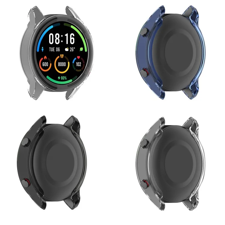 Funda protectora de TPU transparente (compatible con carga de energía con la funda) para Xiaomi Mi Watch Color Sport - Blanco transparente