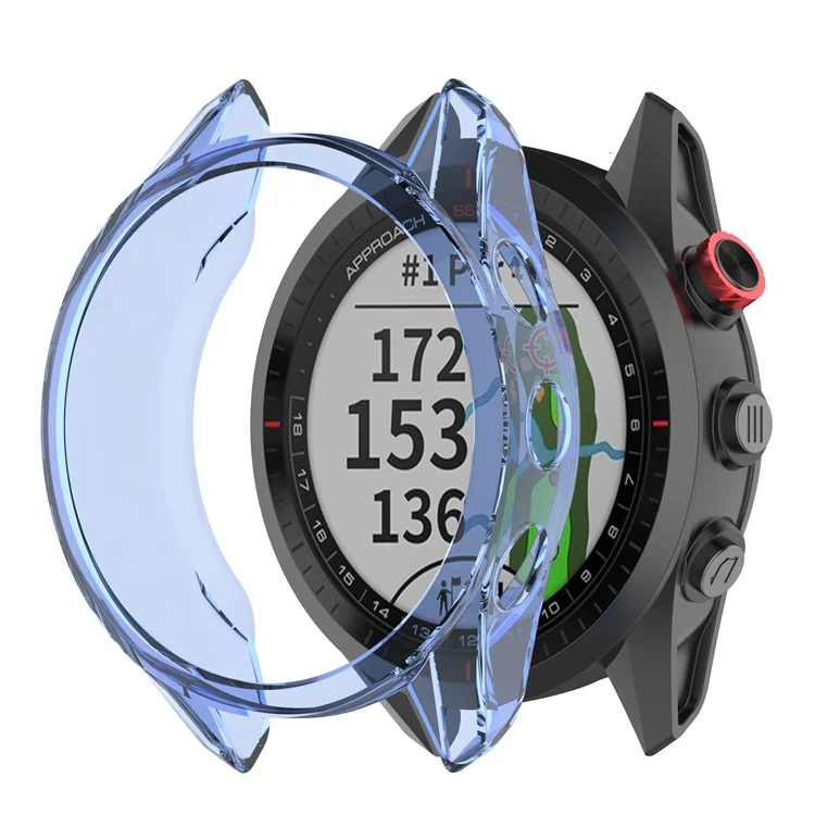Transparent Flexible TPU Protective Watch Case for Garmin Approach S62 - Blue