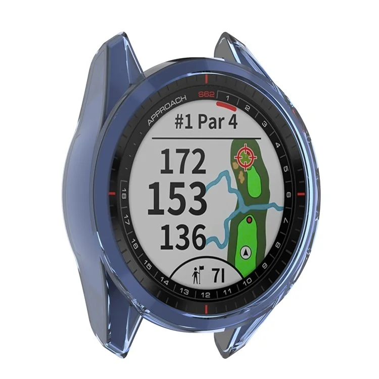 Transparent Flexible TPU Protective Watch Case for Garmin Approach S62 - Blue