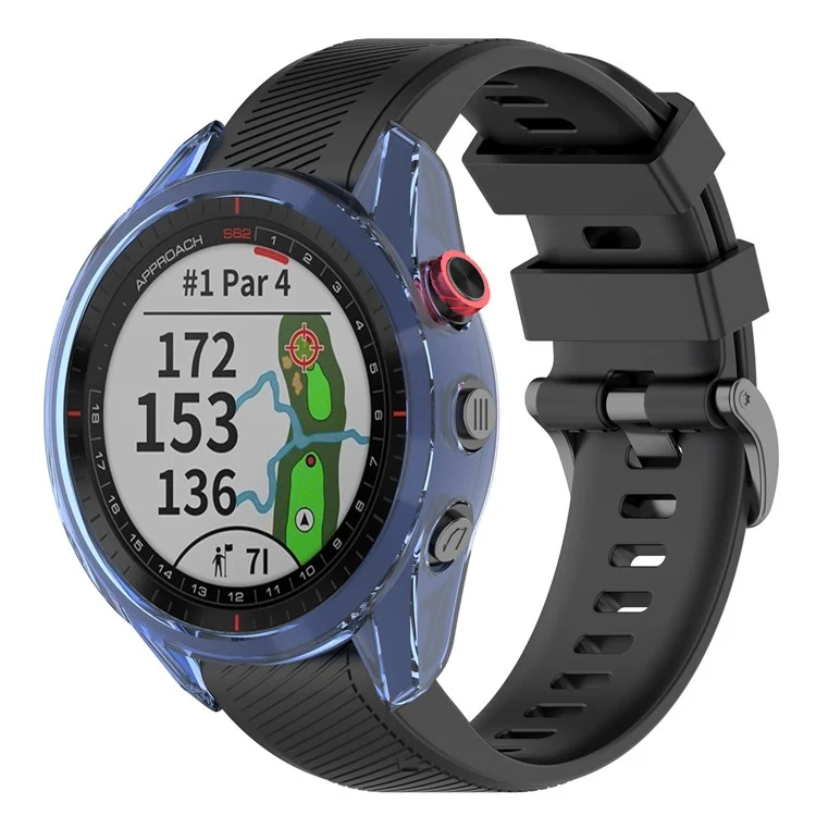 Transparent Flexible TPU Protective Watch Case for Garmin Approach S62 - Blue