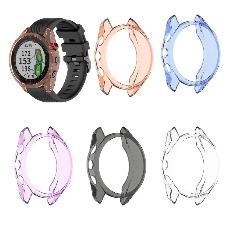 Transparent Flexible TPU Protective Watch Case for Garmin Approach S62 - Blue