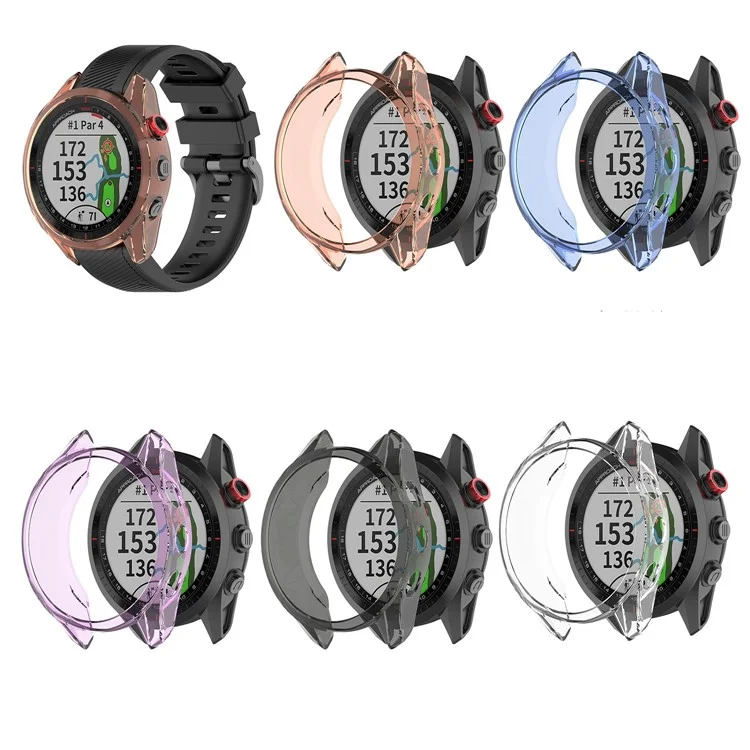 Transparent Flexible TPU Protective Watch Case for Garmin Approach S62 - Blue