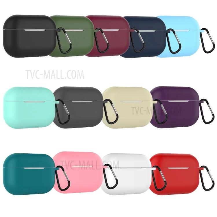 Solid Color Wireless Earphone Silicone Protective Case Cover for Airpods Pro - Pink