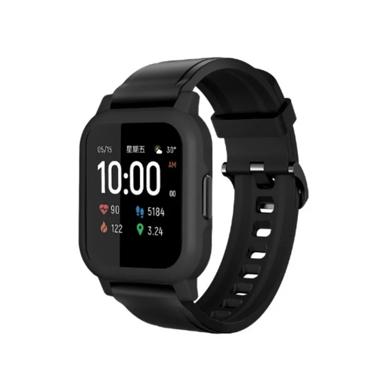 Anti-Scratch Electroplated PC Smart Watch Case Shell Cover for Xiaomi Haylou Solar LS02 - Black