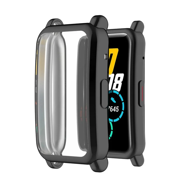 Full Coverage Electroplating Shockproof TPU Protective Case Frame Cover for Honor Watch ES/HES-B19 - Black
