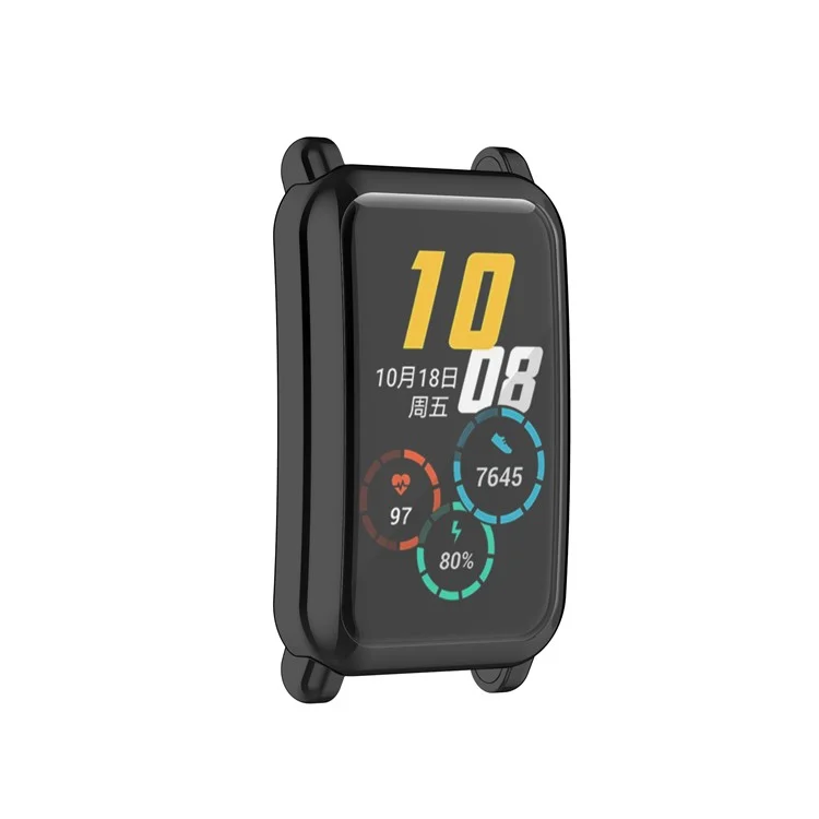 Full Coverage Electroplating Shockproof TPU Protective Case Frame Cover for Honor Watch ES/HES-B19 - Black
