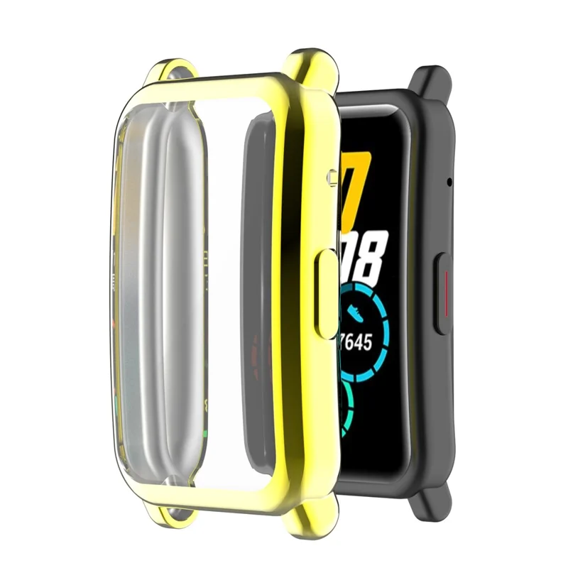 Full Coverage Electroplating Shockproof TPU Protective Case Frame Cover for Honor Watch ES/HES-B19 - Gold