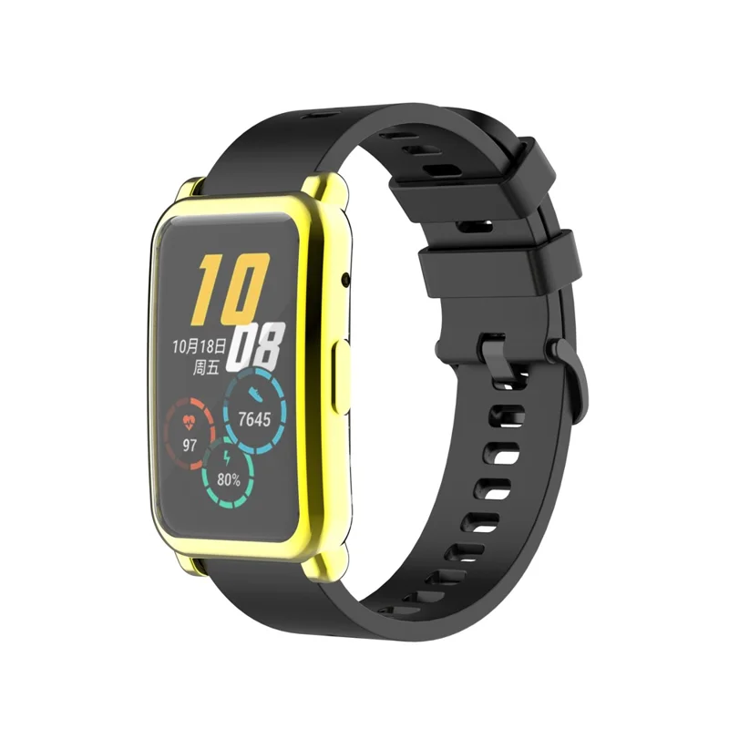 Full Coverage Electroplating Shockproof TPU Protective Case Frame Cover for Honor Watch ES/HES-B19 - Gold