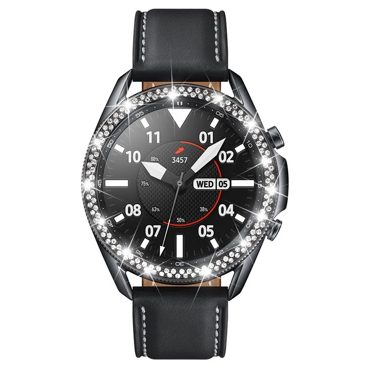 Anti -scratch -uhren -lünette Ring Mit Glänzendem Strasssteindekor Für Samsung Galaxy Watch3 45 mm - Schwarz