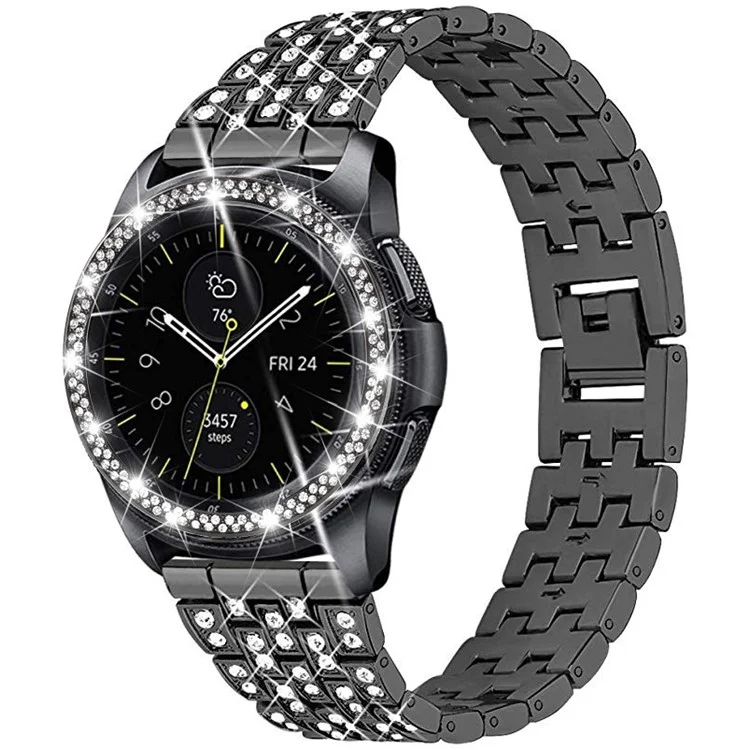 Anneau de Lunette Anti-scratch Avec Décor de Strass Brillant Pour Samsung Galaxy Watch3 45 mm - le Noir