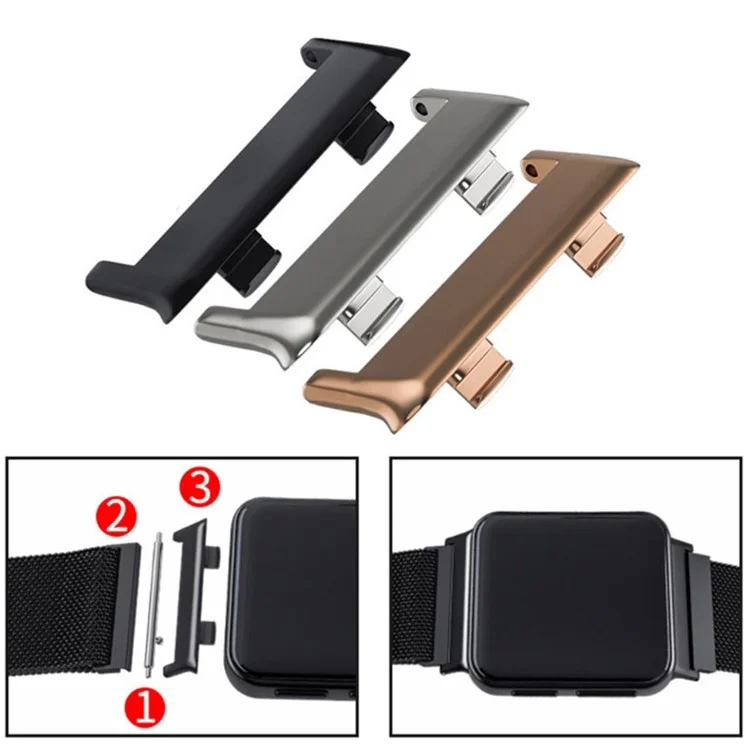 1 Pair High Quality Stainless Steel Adapter Watch Strap Connector for Oppo Watch 2 42mm - Black