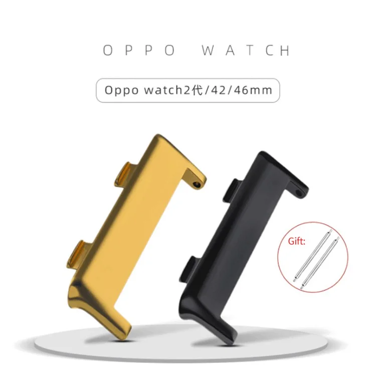 1 Pair Replacement Watch Strap Connector Stainless Steel Adapter for Oppo Watch 2 42mm - Rose Gold