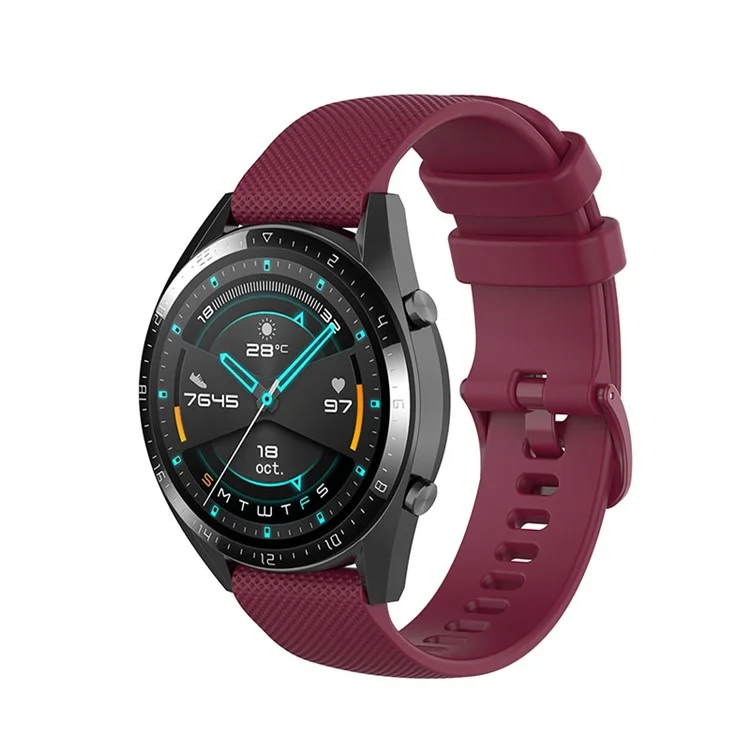 Сменный ремешок для часов 22 мм из силикона для Huawei Watch 4 Pro / Watch 2 Pro / Watch GT Runner / GT 3 46 мм / Watch GT 3 SE / Honor Watch GS 3i - вишневый