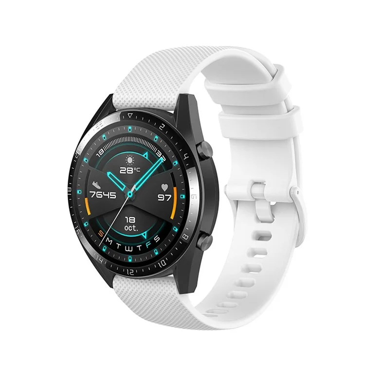 22mm Silicone Watch Band Replacement Strap for Huawei Watch 4 Pro / Watch 2 Pro / Watch GT Runner / GT 3 46mm / Watch GT 3 SE / Honor Watch GS 3i - White