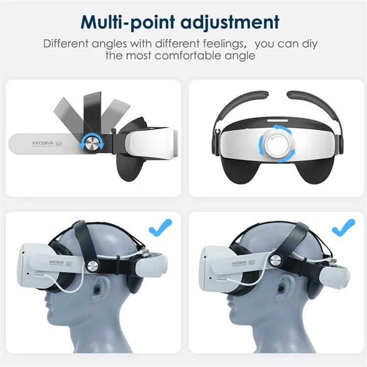 KKCOBVR Verstellbarer Kopfgurt Erweiterte Stützkomfort Touch Eingebauter Batteriepackungskopfgurt Für Oculus Quest 2 VR Accessoires