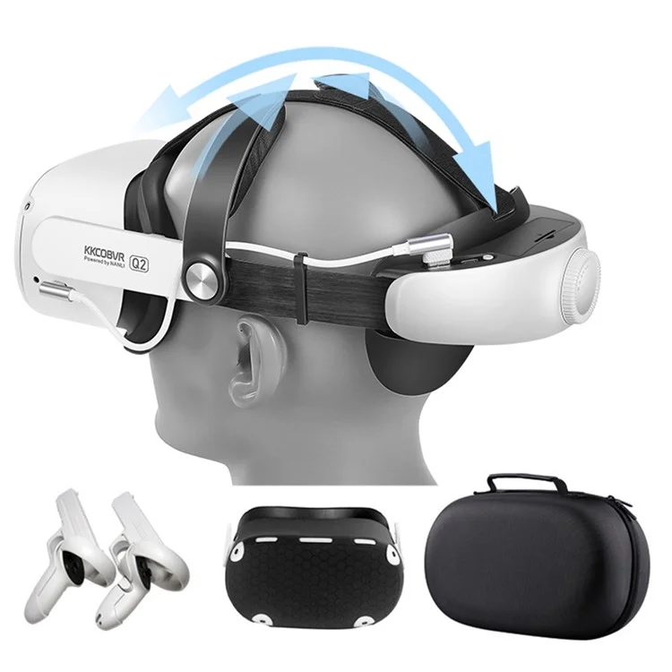 KKCOBVR Verstellbarer Kopfgurt Erweiterte Stützkomfort Touch Eingebauter Batteriepackungskopfgurt Für Oculus Quest 2 VR Accessoires