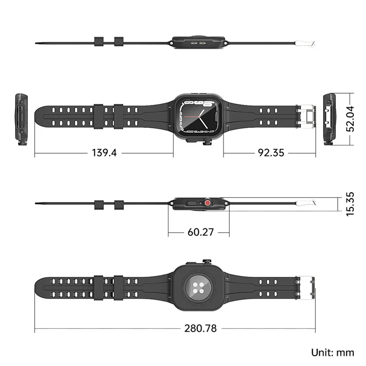 Custodia Impermeabile Della ShellBox Per Apple Watch Series 7 45mm Protezione Dello Schermo Antiurto Con Cinturino In Silicone