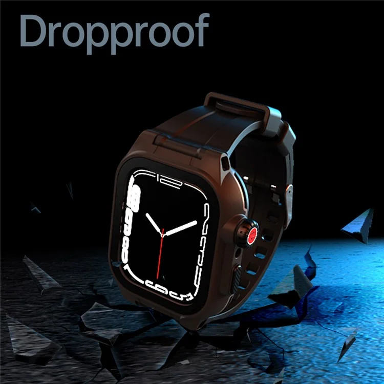 SHELLBOX Pour Apple Watch Series 8 45mm / 7 45mm Étui Étanche Antichoc Étui de Protection d'Écran avec Bracelet en Silicone