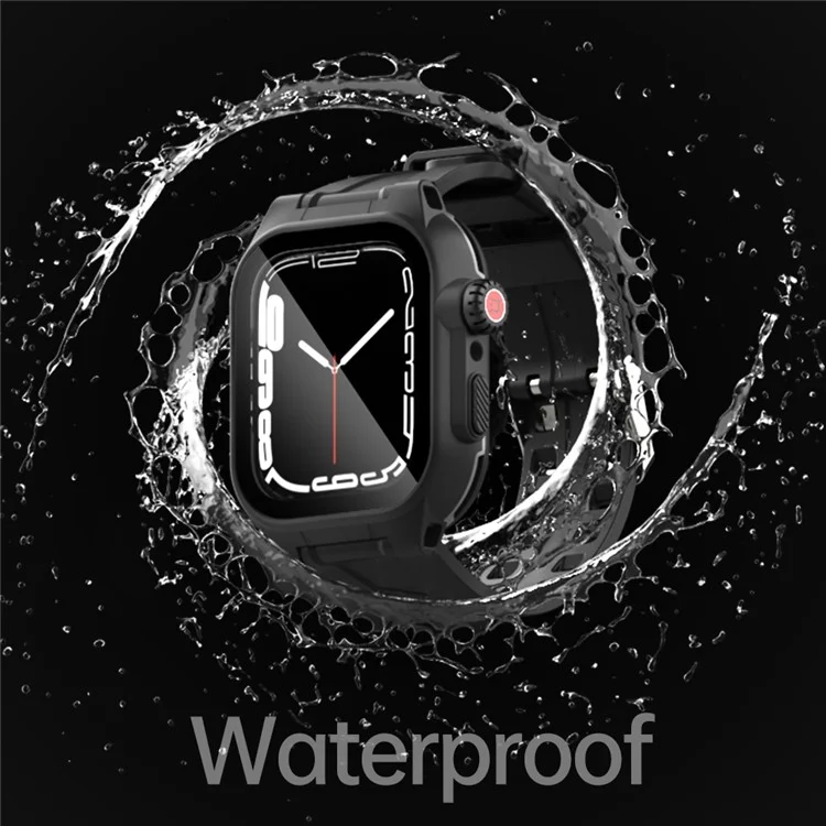 Caja Impermeable De Shellbox Para Apple Watch Series 7 45mm Protector De Pantalla A Prueba De Golpes Con Banda De Reloj De Silicona