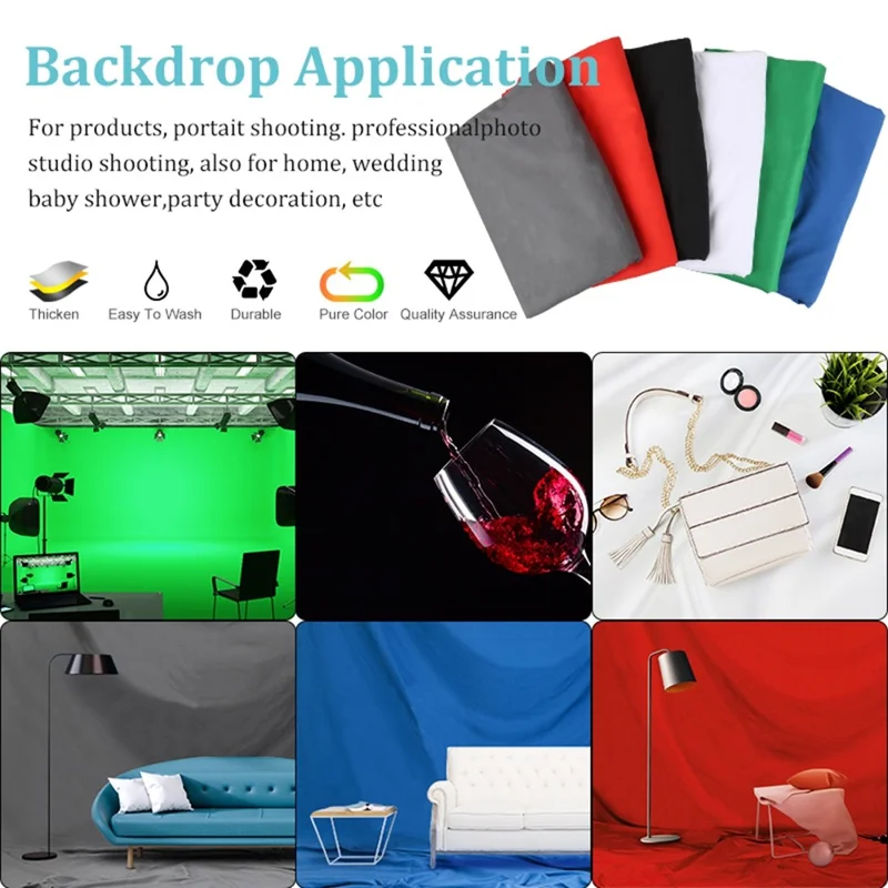 3*2m Solid Color Background for Photo Studio Green Screen Chroma Key Photography Backdrop - White