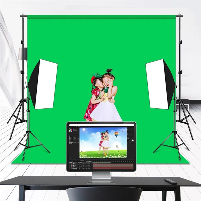 PULUZ PU5207 2x2m for Photo Studio Green Screen Chroma Key Photography Backdrop 120g Thicken Background - Green