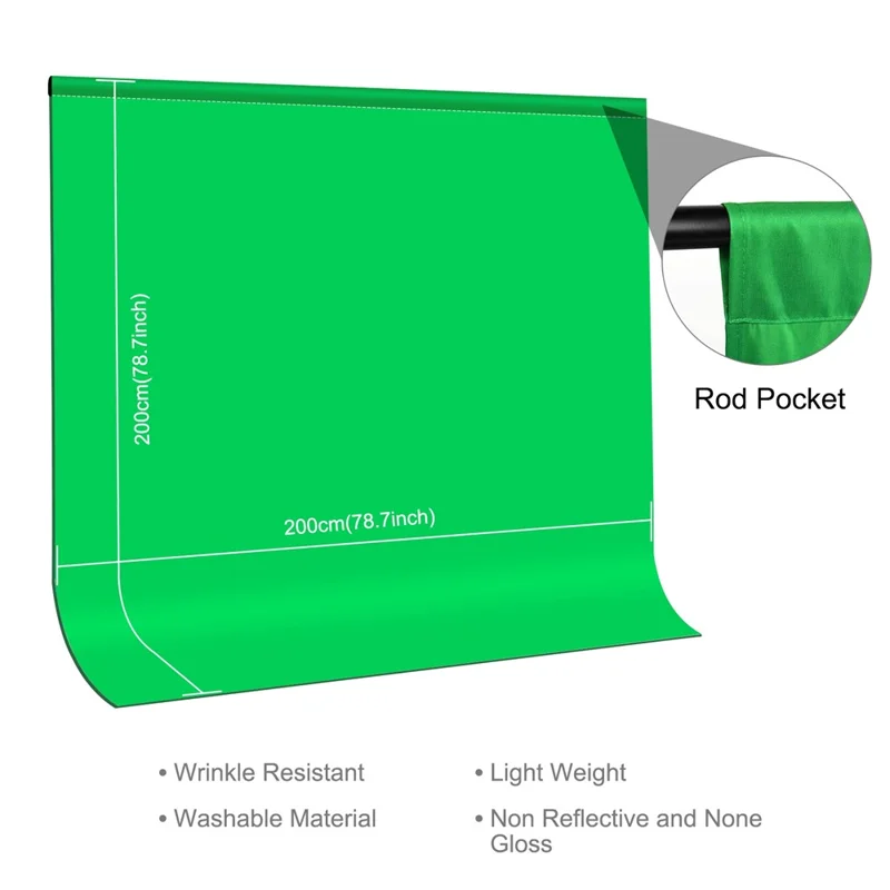 PULUZ PU5207 2x2m for Photo Studio Green Screen Chroma Key Photography Backdrop 120g Thicken Background - Green