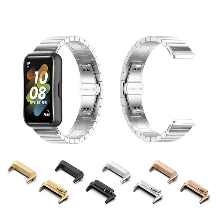 1 Pair Watch Band Adapter for Huawei Band 7, Stainless Steel Smart Watch Connector - Rose Gold