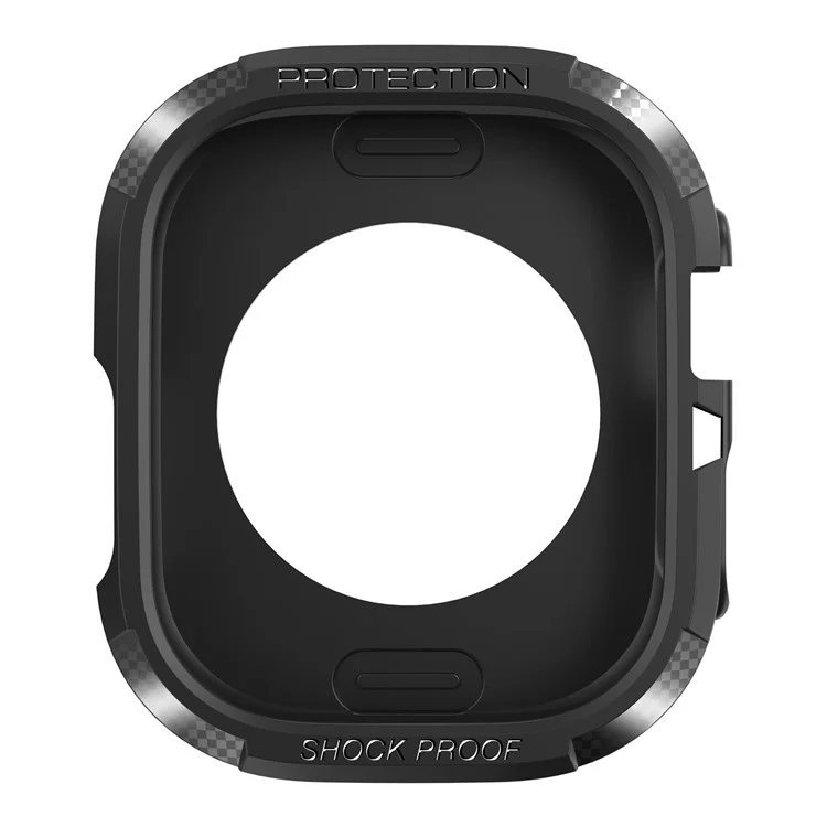 Für Apple Watch Ultra 49 mm Kohlefaser Textur TPU Watch Hülle Kissen Verstärkte Ecken Stoßdichter Schutzpfahlsrahmenabdeckung - Schwarz