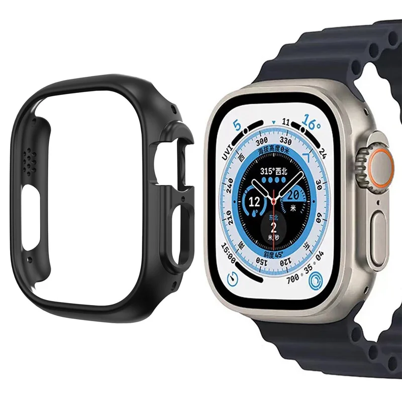 For Apple Watch Ultra 2 49mm / Ultra 49mm Smart Watch Case Hard PC Shockproof Protector Shell Frame - Black