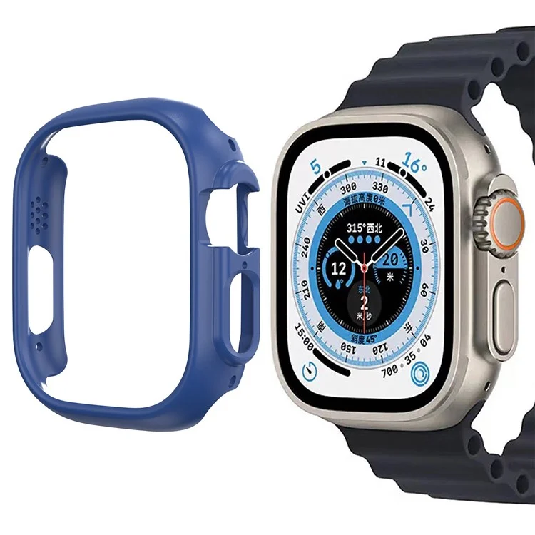 Für Apple Watch Ultra 49mm Smart Watch Case Hard PC Protection Stoßdämpfer Protektorschalenrahmen - Dunkelblau