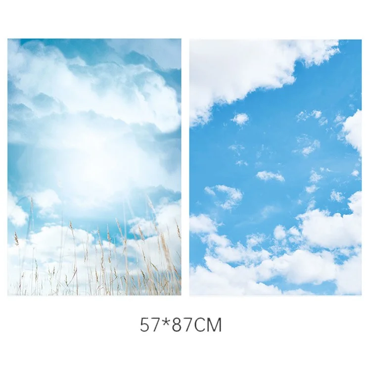 57*87cm Blue Sky White Cloud Double Sided Waterproof Paper Backdrop for Camera Phone Shooting