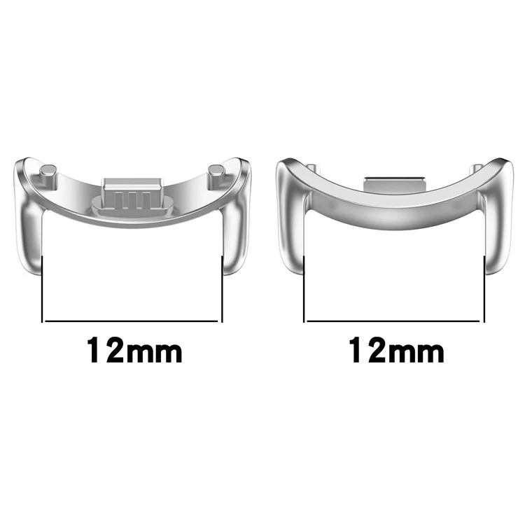 1 Pair 12mm Stainless Steel Watchband Adapter for Xiaomi Smart Band 8 , Watch Strap Connector - Silver