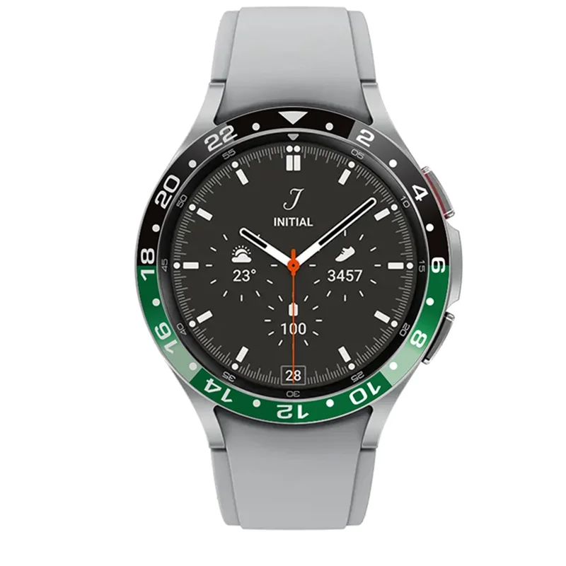 Für Samsung Galaxy Watch4 Classic 42mm Uhr-Lunette Zweifarbiger Metall-Einfassungsring mit Kleberahmen (Typ B) – Schwarz + Grün