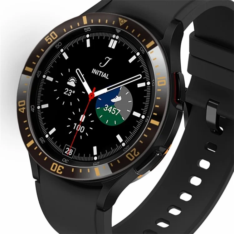 Pour Samsung Galaxy Watch4 Classic 46mm Bague de lunette en métal Anti-Rayures Boucle de lunette Adhésif (Type A) - Noir / Or Caractères