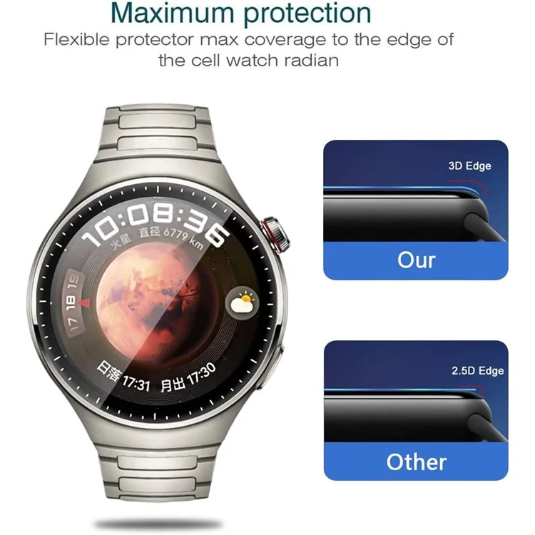 Screen Protector For Huawei Watch 4 Pro , 3D Curved Anti-Scratch PET Clear Film