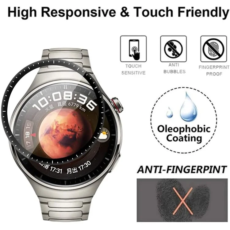 Screen Protector For Huawei Watch 4 Pro , 3D Curved Anti-Scratch PET Clear Film