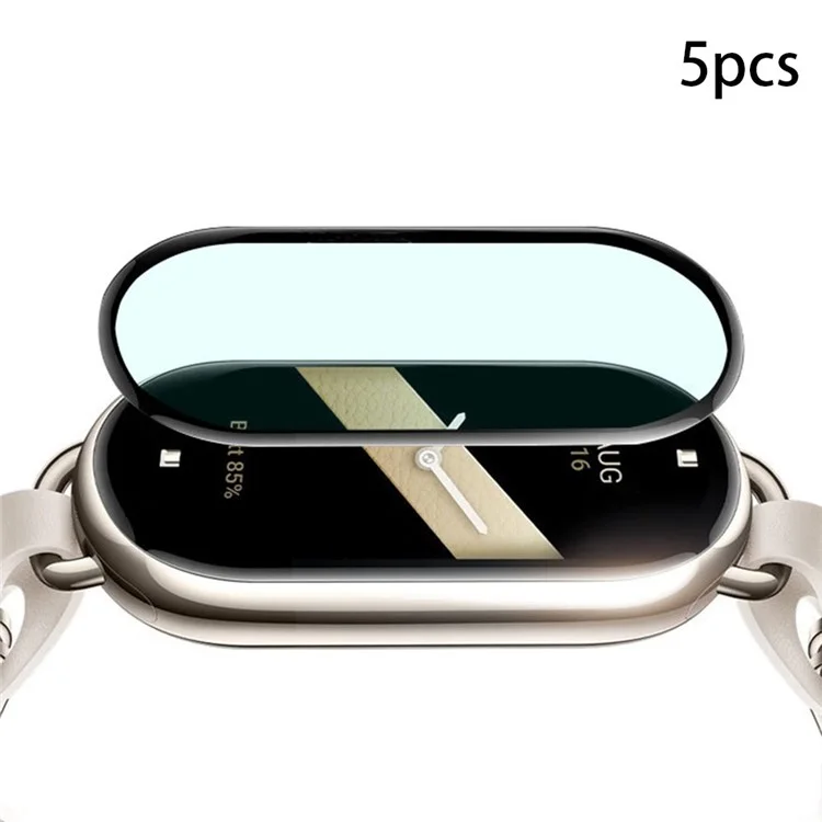 5Pcs PET Screen Protector pour Xiaomi Smart Band 8, Bord Noir Anti-rayures 3D Film de Protection d'écran