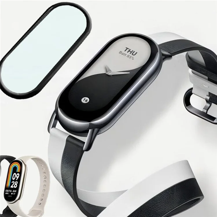 5Pcs PET Screen Protector pour Xiaomi Smart Band 8, Bord Noir Anti-rayures 3D Film de Protection d'écran
