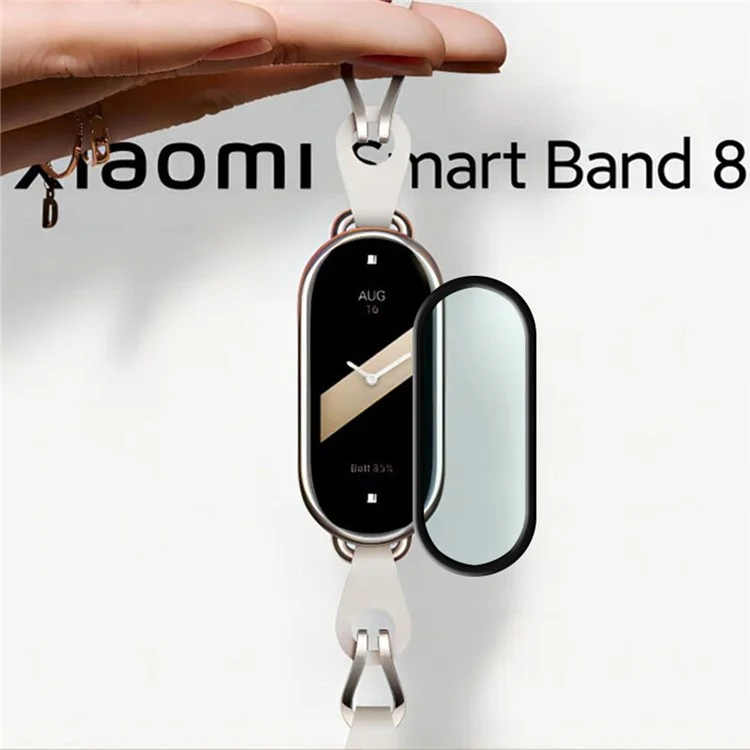 5Pcs PET Screen Protector pour Xiaomi Smart Band 8, Bord Noir Anti-rayures 3D Film de Protection d'écran