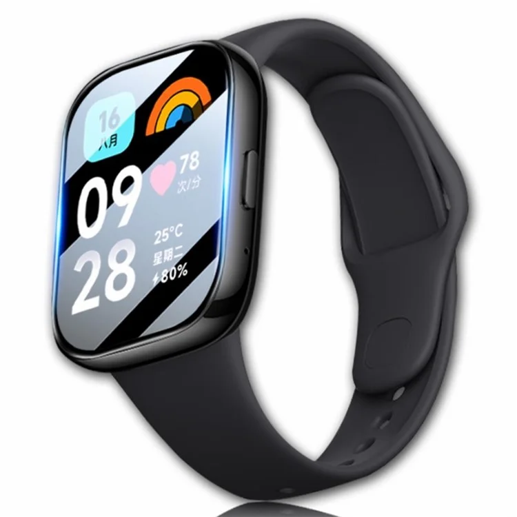 1 pièce pour Xiaomi Redmi Watch 3 Lite / Watch 3 Active Protecteur d'écran en PET 3D Bord noir Anti-rayure Film de protection d'écran de montre