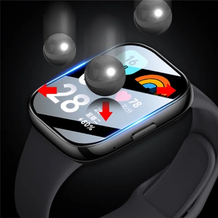 1 pièce pour Xiaomi Redmi Watch 3 Lite / Watch 3 Active Protecteur d'écran en PET 3D Bord noir Anti-rayure Film de protection d'écran de montre