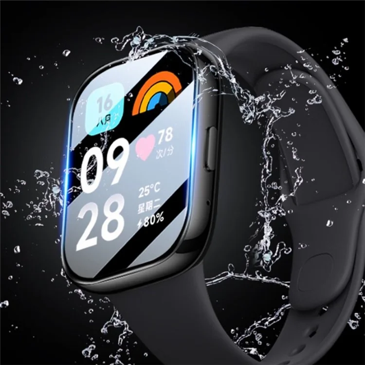 1 pièce pour Xiaomi Redmi Watch 3 Lite / Watch 3 Active Protecteur d'écran en PET 3D Bord noir Anti-rayure Film de protection d'écran de montre