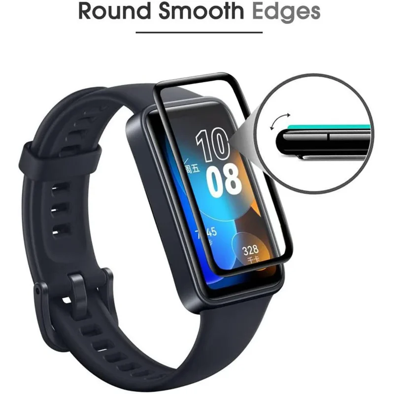 1 Pc Protettore Schermo Trasparente HD per Huawei Band 8 / Band 8 NFC / Band 9 / Band 9 NFC Bordo Nero Anti-Graffio Pellicola Schermo 3D PET 
