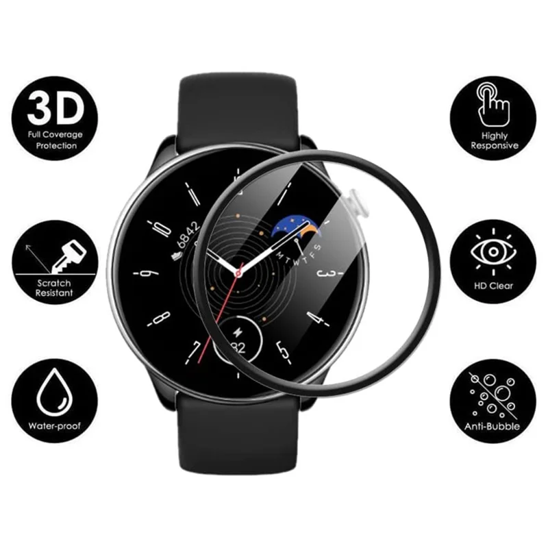 1 unidad de protector de pantalla 3D de PET+PPT para Huami Amazfit GTR Mini, película protectora de pantalla de borde negro
