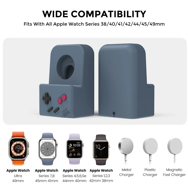 AHASTYLE JY14 For Apple Watch Series Watch Charger Holder Silicone Smart Watch Charger Stand (without Charger) - Midnight Blue