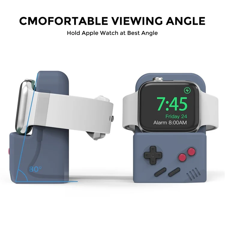 AHASTYLE JY14 For Apple Watch Series Watch Charger Holder Silicone Smart Watch Charger Stand (without Charger) - Midnight Blue