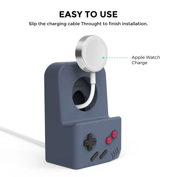 AHASTYLE JY14 For Apple Watch Series Watch Charger Holder Silicone Smart Watch Charger Stand (without Charger) - Midnight Blue
