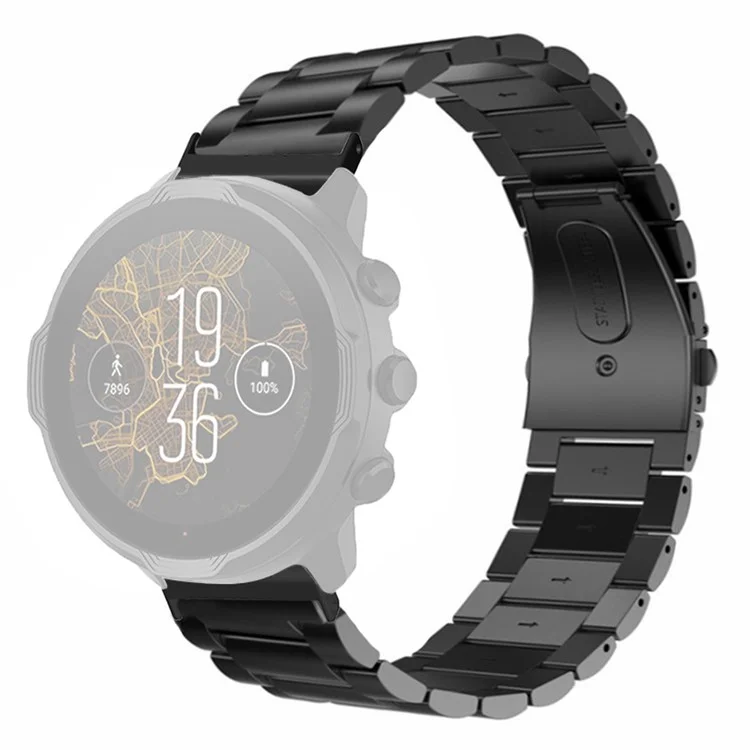 Para Suunto Spartan Sport Wrist HR Baro / Suunto 7 Smart Watch Correa 3-Bead 24mm Acero Inoxidable - Negro